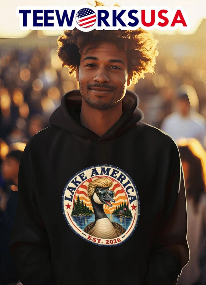Lake America Goose Vintage Outdoor Fishing - Adult & Kids T-Shirts, Sweatshirts & Hoodies apparel design preview 3