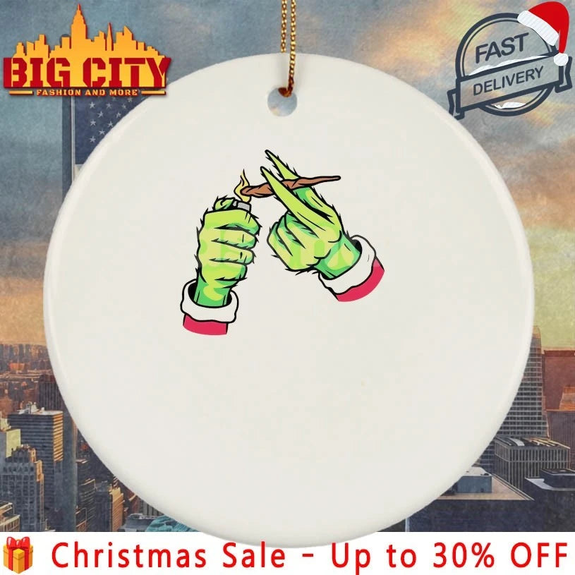 Grinch hand Dank Merry Xmas Cannabis Leaf - Adult & Kids T-Shirts, Sweatshirts & Hoodies apparel design preview 3