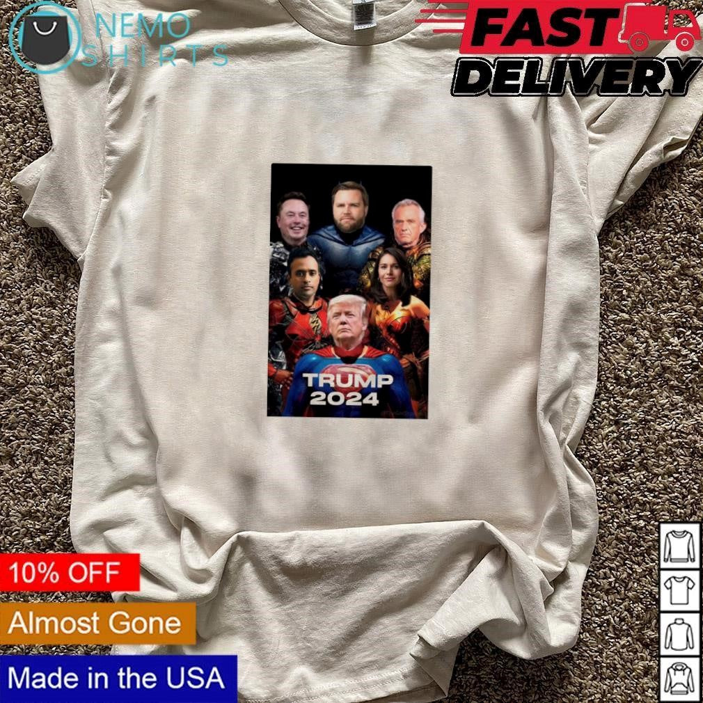 Superman Donald Trump 2024 Justice League Adventure - Adult & Kids T-Shirts, Sweatshirts & Hoodies apparel design preview 3