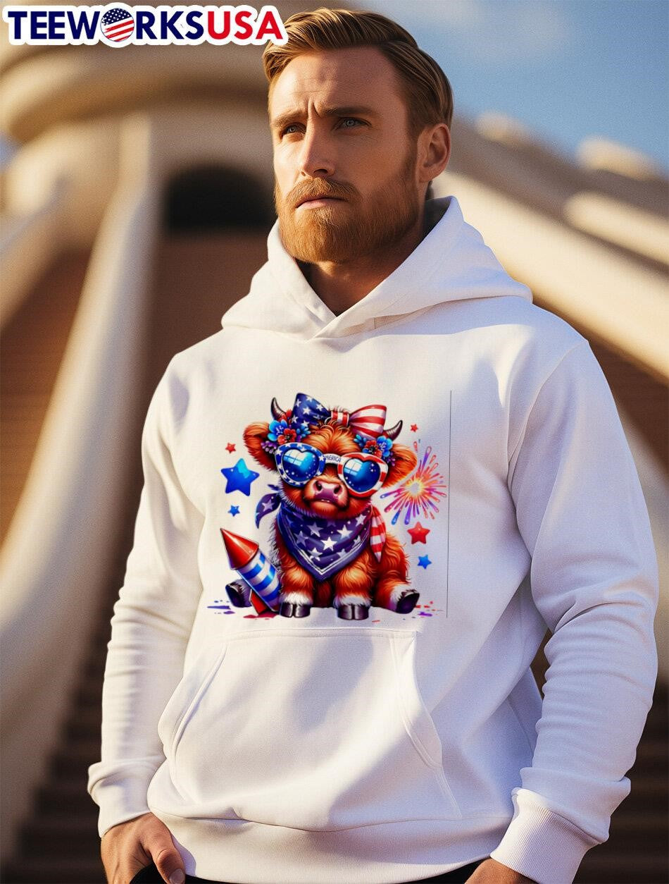 Highland Cow Merica Fourth Of July Sublimation - Adult & Kids T-Shirts, Sweatshirts & Hoodies apparel design preview 2