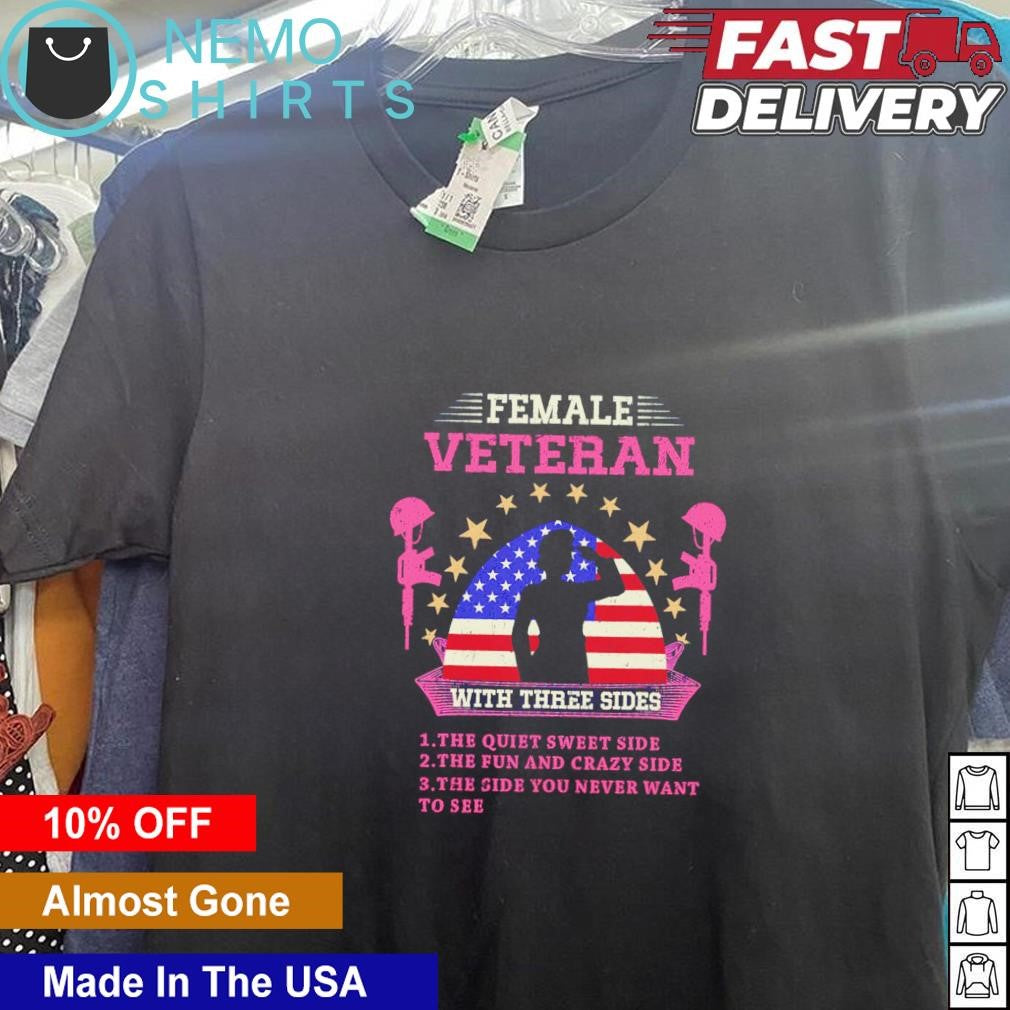 Female veteran with three sides - Adult & Kids T-Shirts, Sweatshirts & Hoodies apparel design preview 5