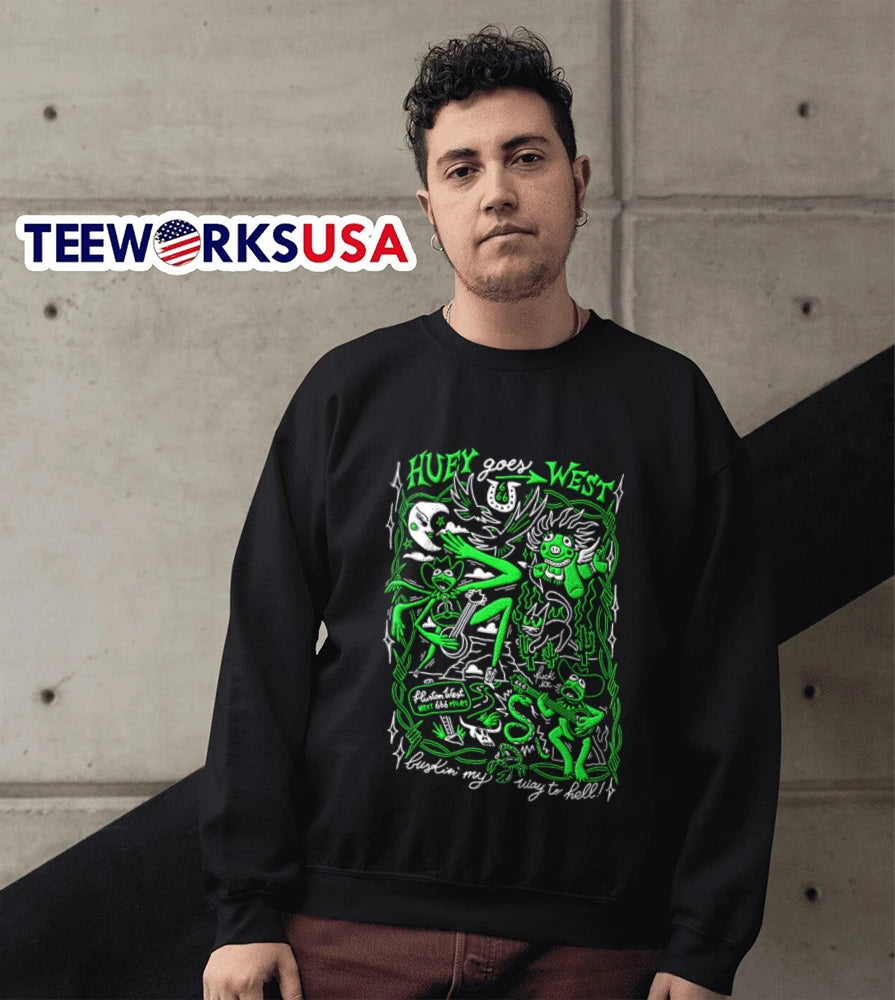 Huey Goes West Fluston Next 666 Miles Bustin My Way - Adult & Kids T-Shirts, Sweatshirts & Hoodies apparel design preview 5