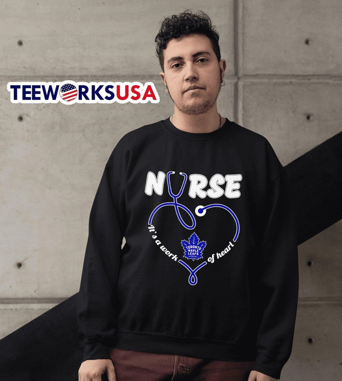 Stethoscope nurse it's a work of heart Toronto Maple - Adult & Kids T-Shirts, Sweatshirts & Hoodies apparel design preview 6