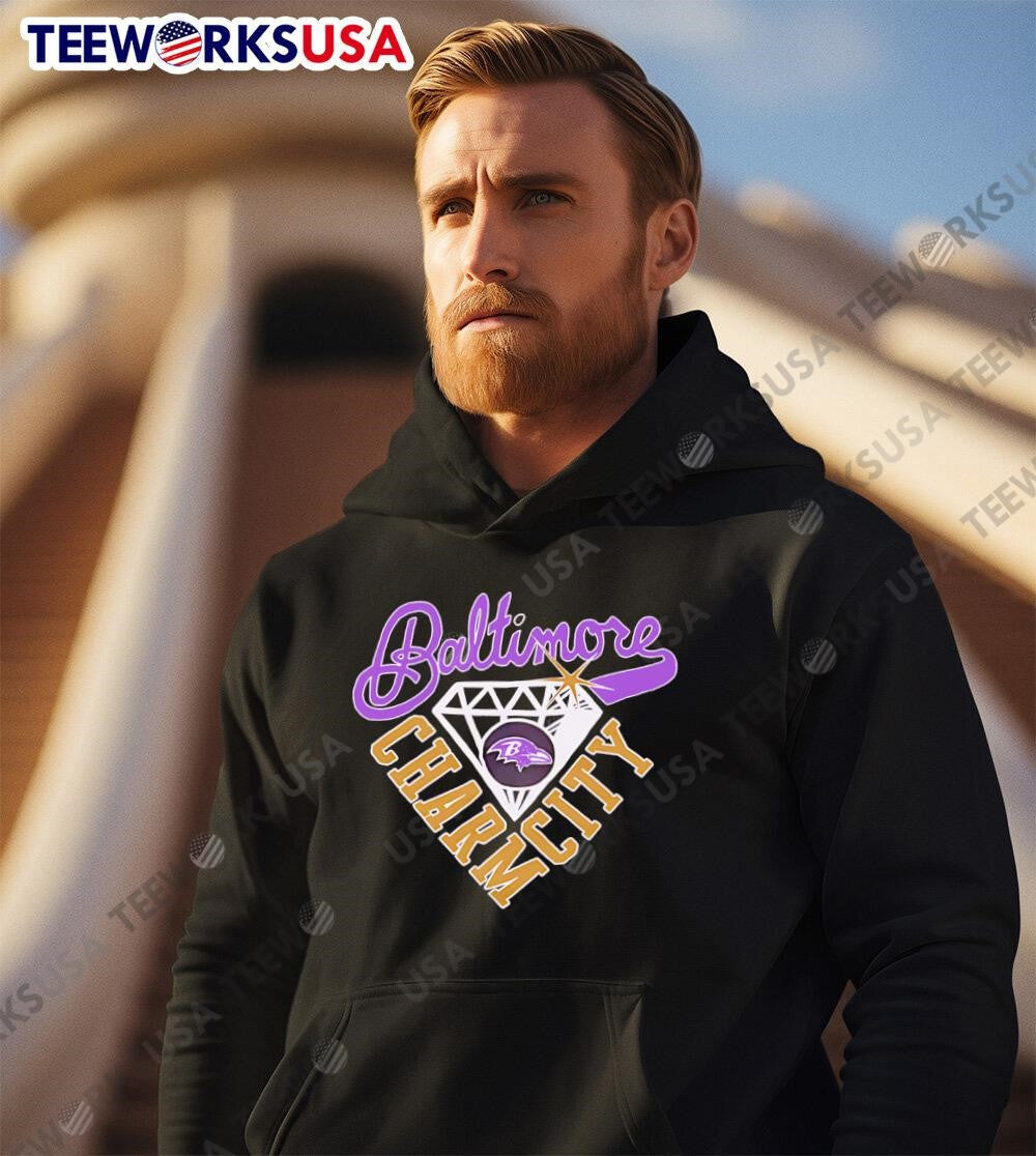 Baltimore Ravens Charm City diamond - Adult & Kids T-Shirts, Sweatshirts & Hoodies apparel design preview 2