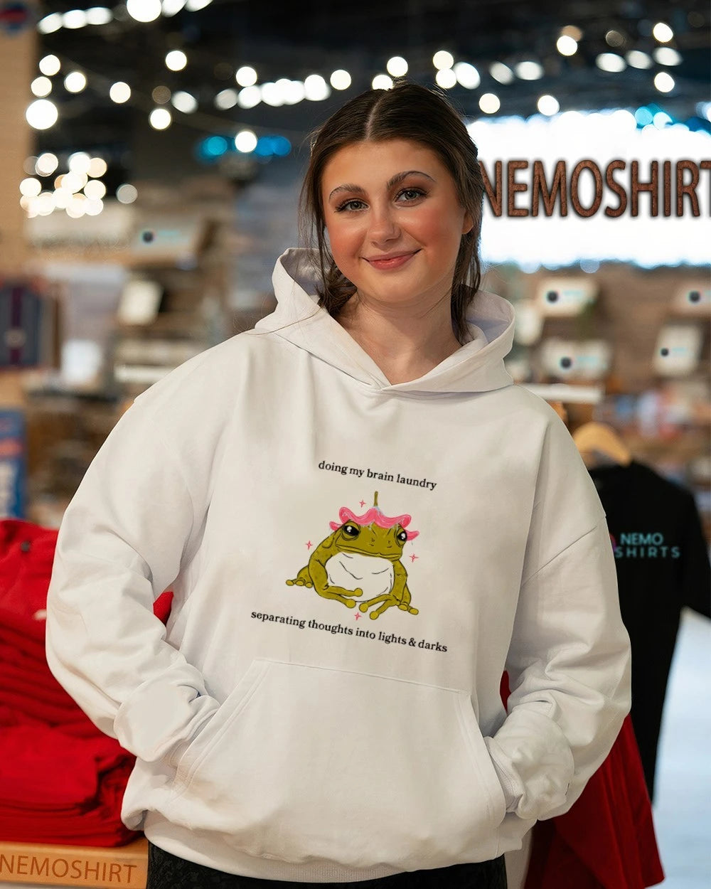 Brain Laundry Frog Separating Thoughts into Lights - Adult & Kids T-Shirts, Sweatshirts & Hoodies apparel design preview 5