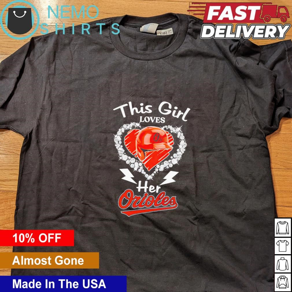 This girl loves her Orioles diamond heart - Adult & Kids T-Shirts, Sweatshirts & Hoodies apparel design preview 5