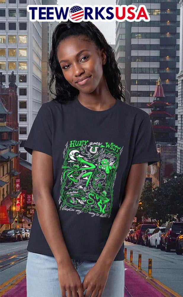 Huey Goes West Fluston Next 666 Miles Bustin My Way - Adult & Kids T-Shirts, Sweatshirts & Hoodies apparel design preview 2