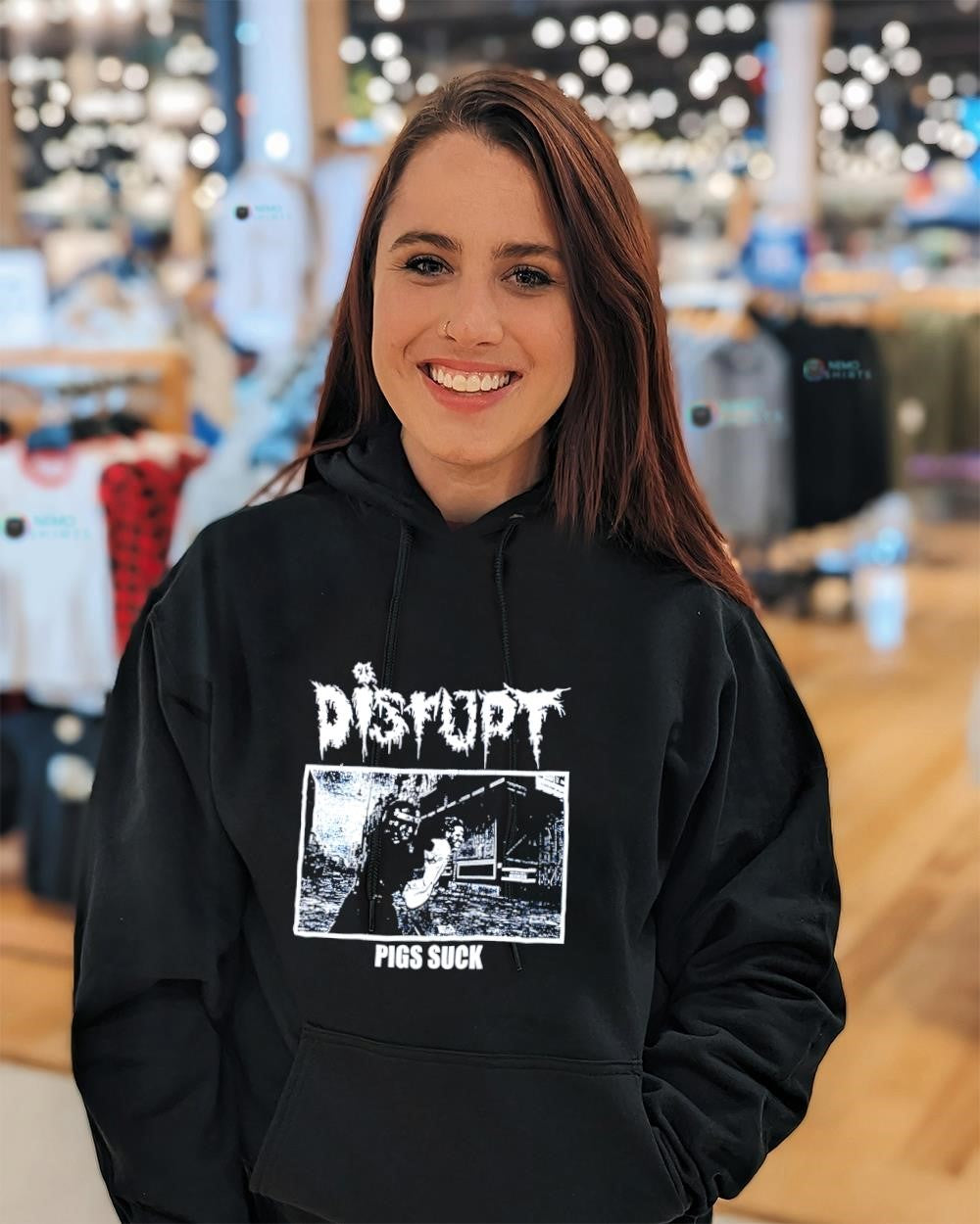 Disrupt Pigs Suck crust punk band - Adult & Kids T-Shirts, Sweatshirts & Hoodies apparel design preview 3