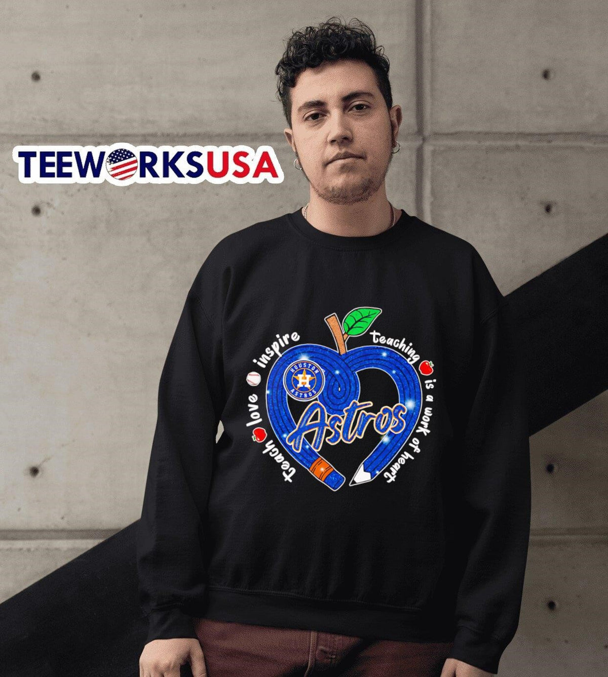 Teach love inspire teaching is a work of heart - Adult & Kids T-Shirts, Sweatshirts & Hoodies apparel design preview 6