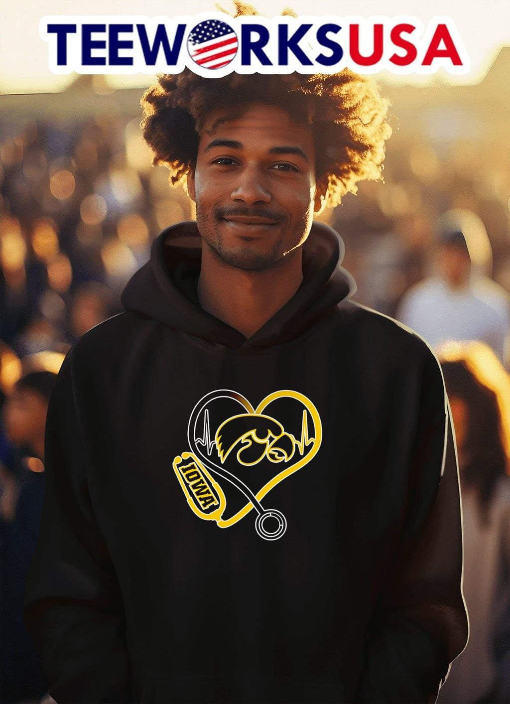 Stethoscope heart Iowa Hawkeyes - Adult & Kids T-Shirts, Sweatshirts & Hoodies apparel design preview 2