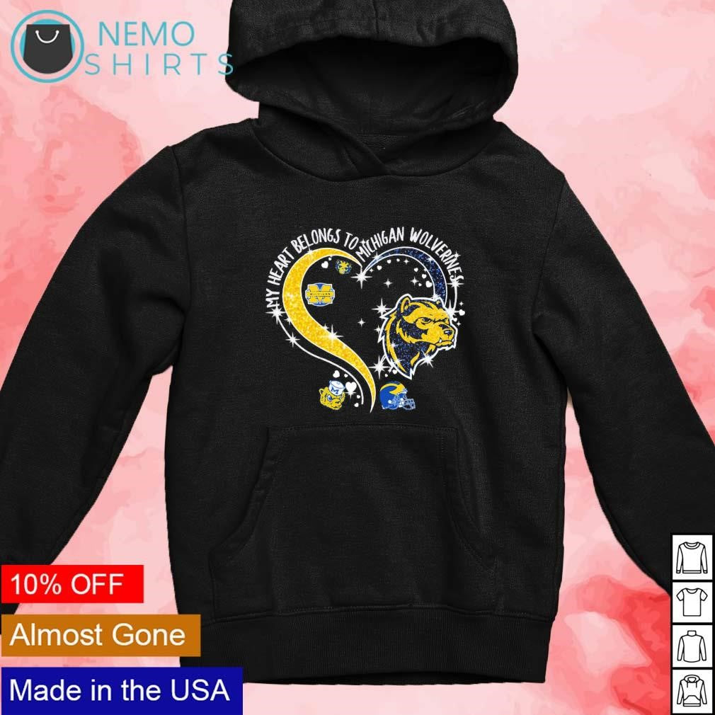 My heart belongs to Michagan Wolverines glitters - Adult & Kids T-Shirts, Sweatshirts & Hoodies apparel design preview 2