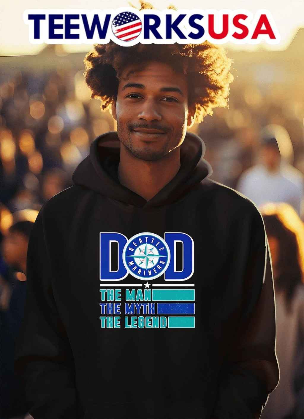 Dad the man myth Legend Seattle Mariners - Adult & Kids T-Shirts, Sweatshirts & Hoodies apparel design preview 2