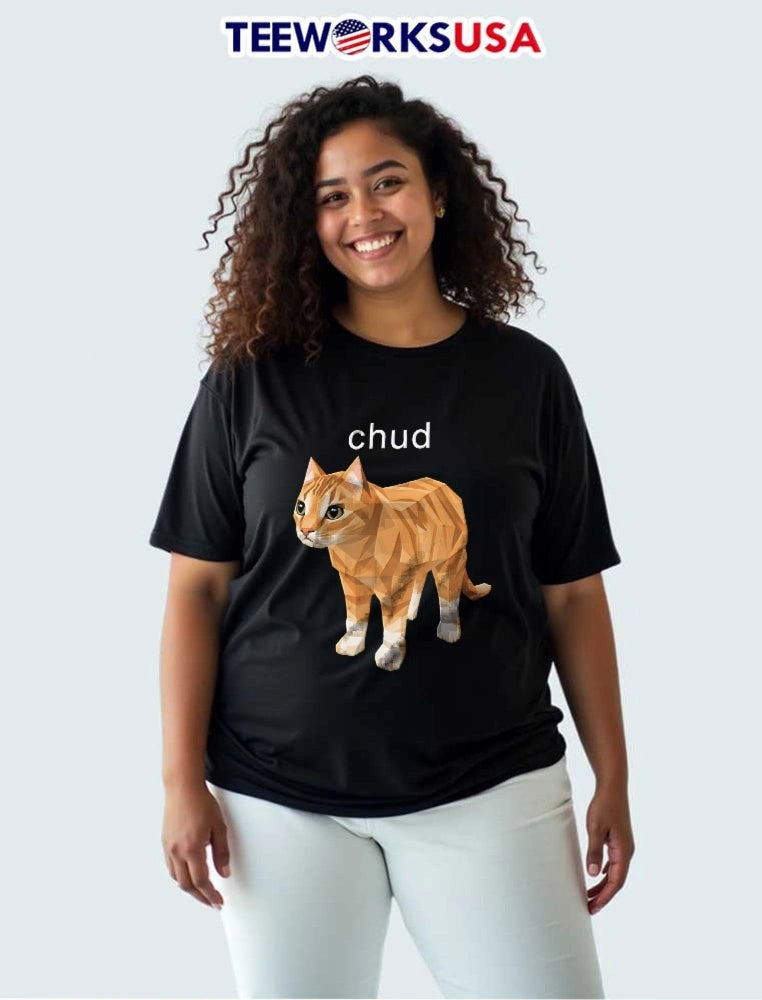 Chud Low Poly Geometric Orange Tabby Cat - Adult & Kids T-Shirts, Sweatshirts & Hoodies apparel design preview 3