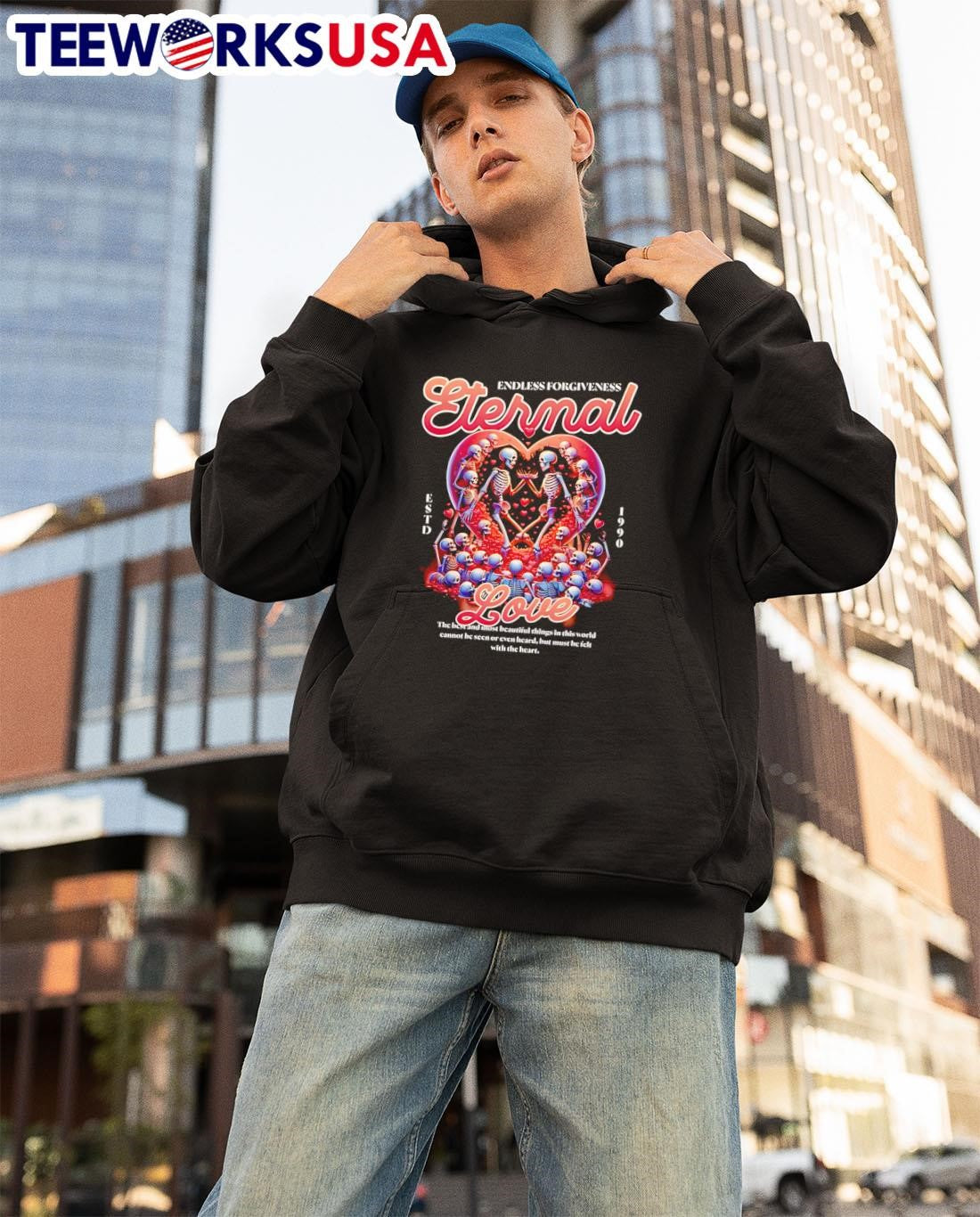 Endless Forgiveness Eternal Love heart skeleton - Adult & Kids T-Shirts, Sweatshirts & Hoodies apparel design preview 3