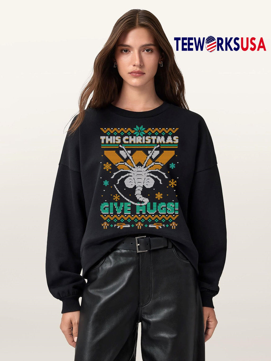 This Give Hugs Ugly Christmas 2025 - Adult & Kids T-Shirts, Sweatshirts & Hoodies apparel design preview 5