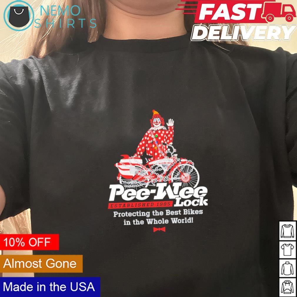 Pee-Wee lock est 11985 protecting the best bikes in - Adult & Kids T-Shirts, Sweatshirts & Hoodies apparel design preview 3