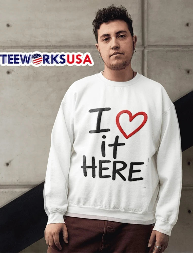 I Love It Here Red Heart Outline Handwritten - Adult & Kids T-Shirts, Sweatshirts & Hoodies apparel design preview 6