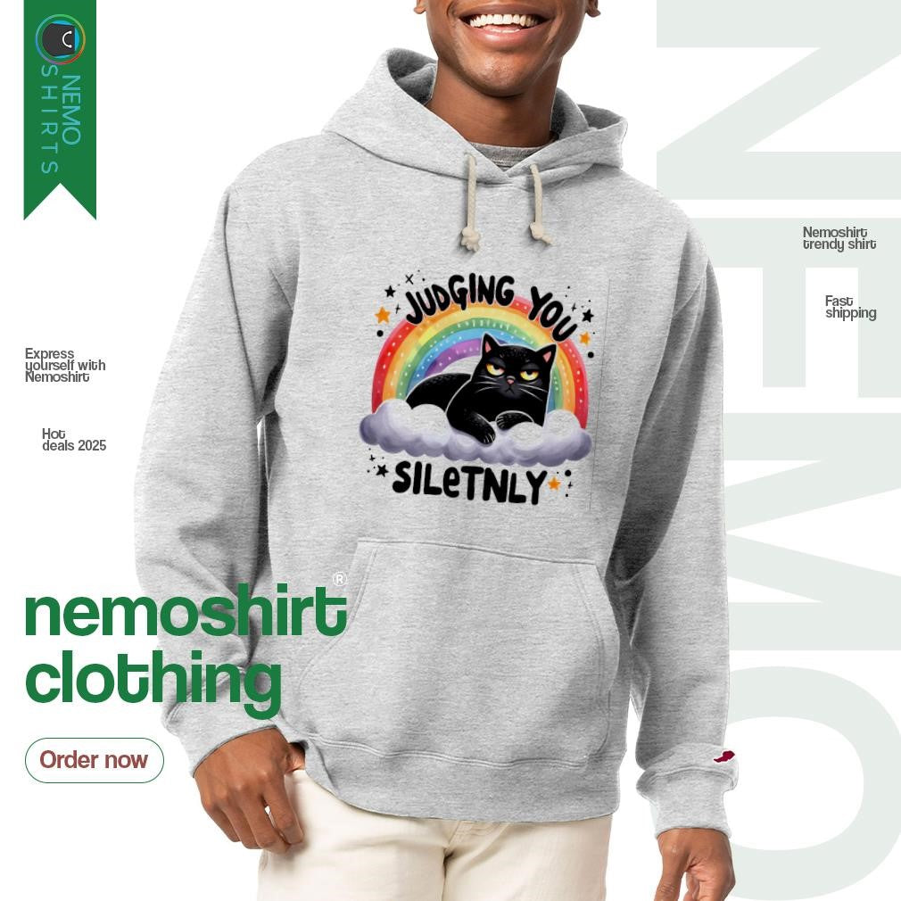Judging you siletnly black cat rainbow - Adult & Kids T-Shirts, Sweatshirts & Hoodies apparel design preview 2