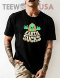 Earth Sucks Funny Alien Head Retro - Adult & Kids T-Shirts, Sweatshirts & Hoodies apparel design preview 1