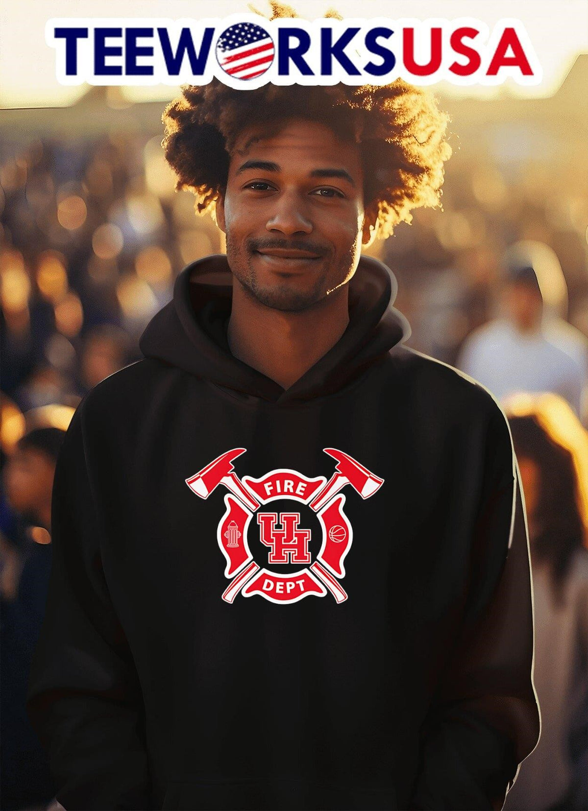 Fire dept Houston Cougars logo - Adult & Kids T-Shirts, Sweatshirts & Hoodies apparel design preview 2