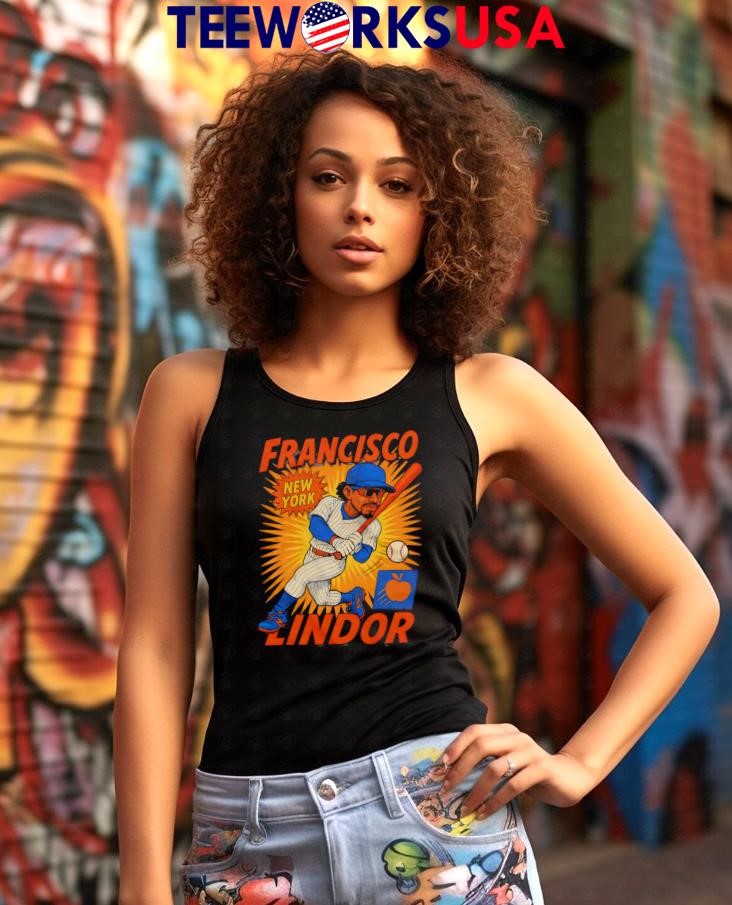 Francisco Lindor New York Mets caricature apple - Adult & Kids T-Shirts, Sweatshirts & Hoodies apparel design preview 7