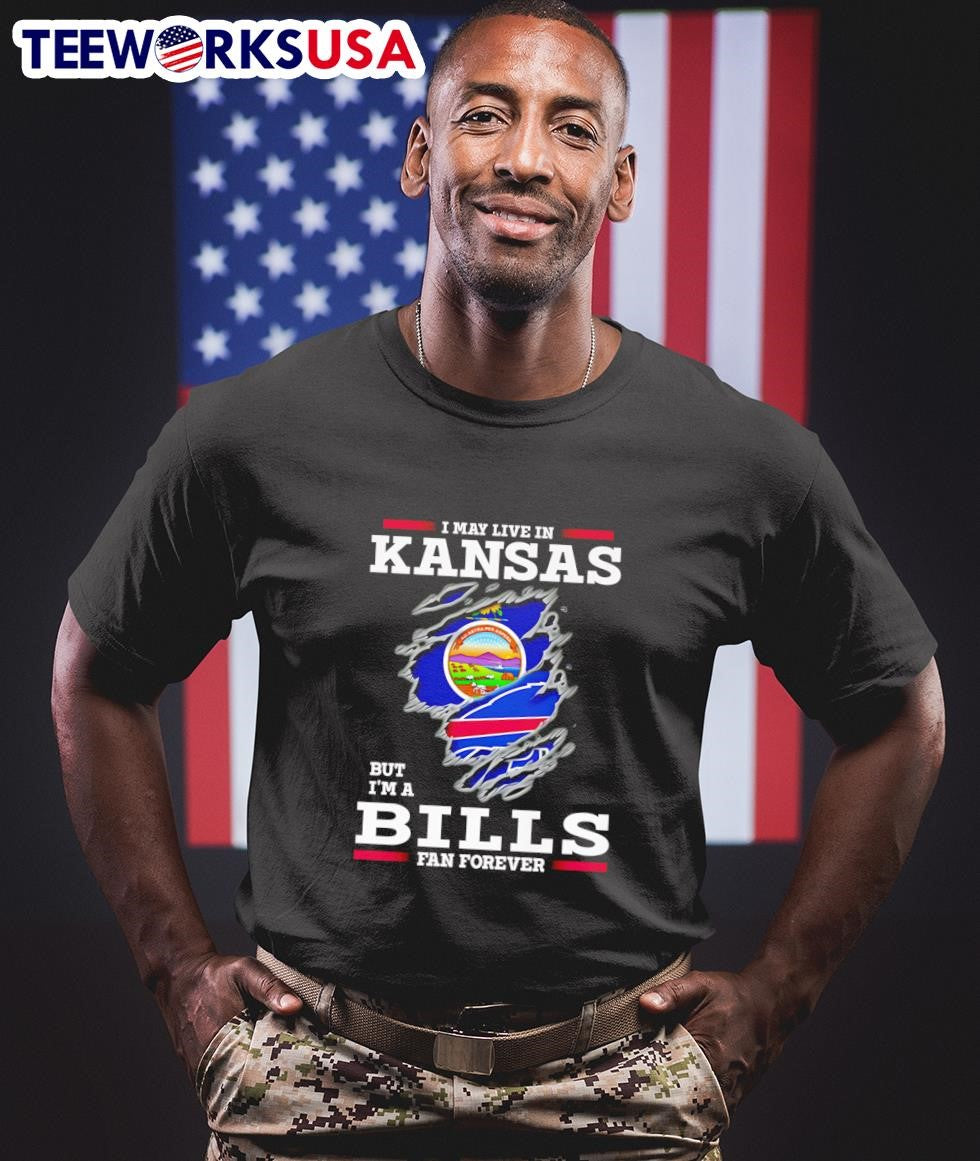 I may live in Kansas but I'm a Buffalo Bills fan - Adult & Kids T-Shirts, Sweatshirts & Hoodies apparel design preview 1
