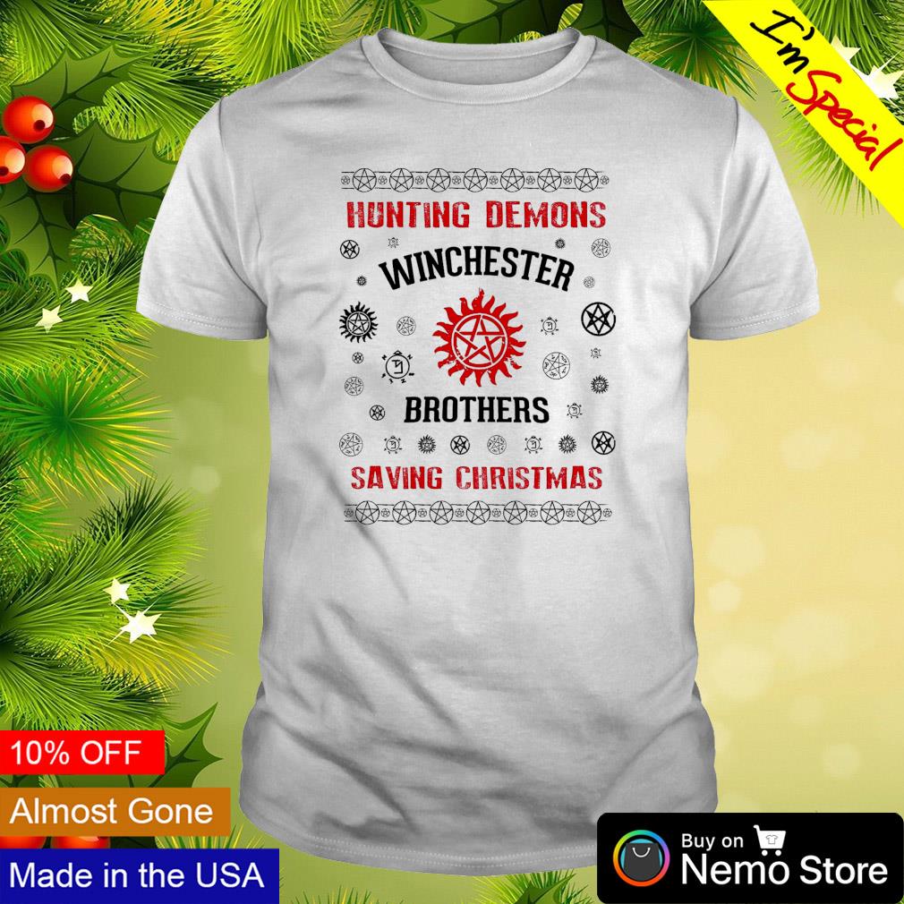 Hunting demons Winchester Brothers saving Christmas - Adult & Kids T-Shirts, Sweatshirts & Hoodies apparel design preview 1