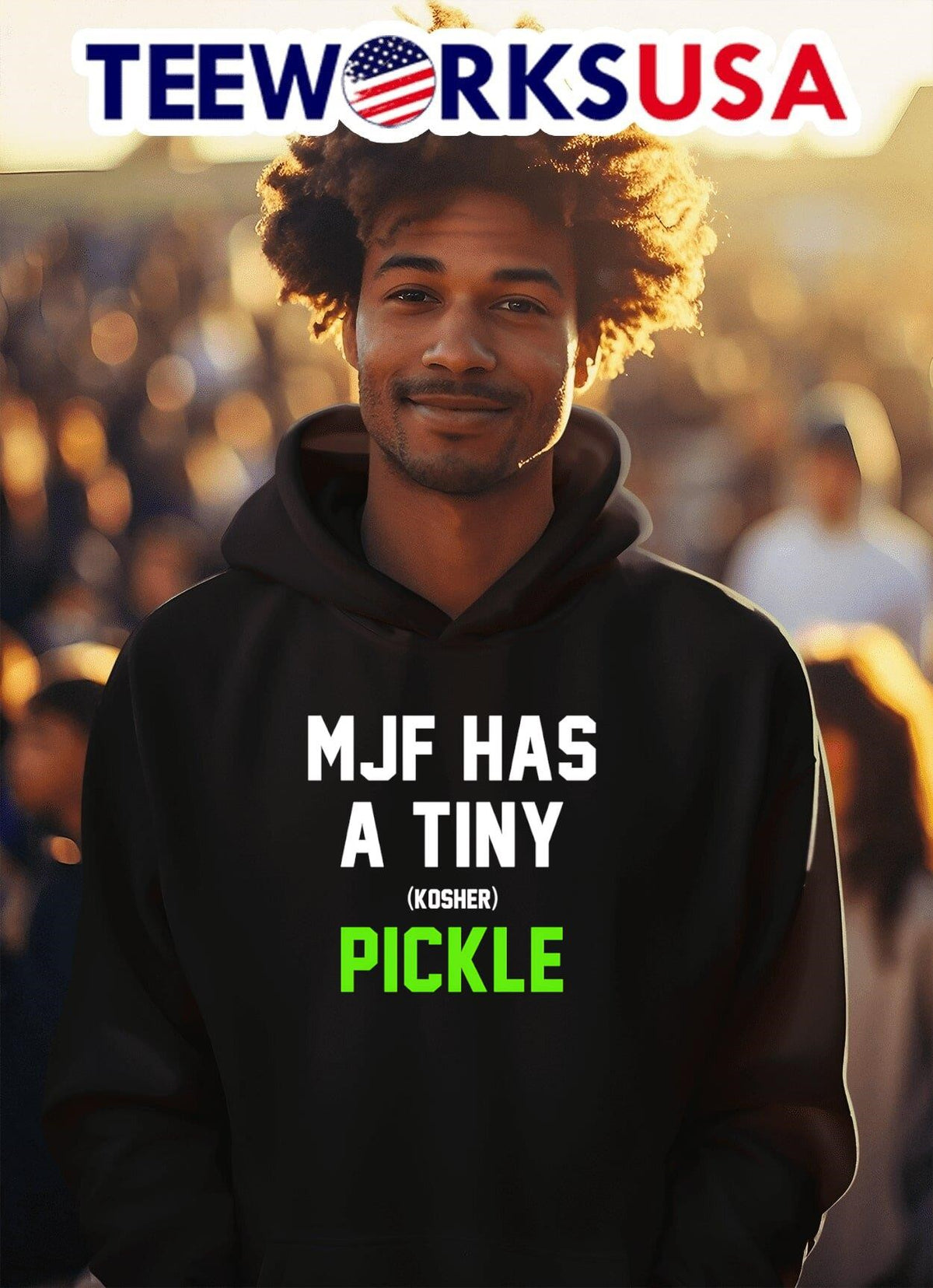 MJF has a tiny Kosher pickle - Adult & Kids T-Shirts, Sweatshirts & Hoodies apparel design preview 2