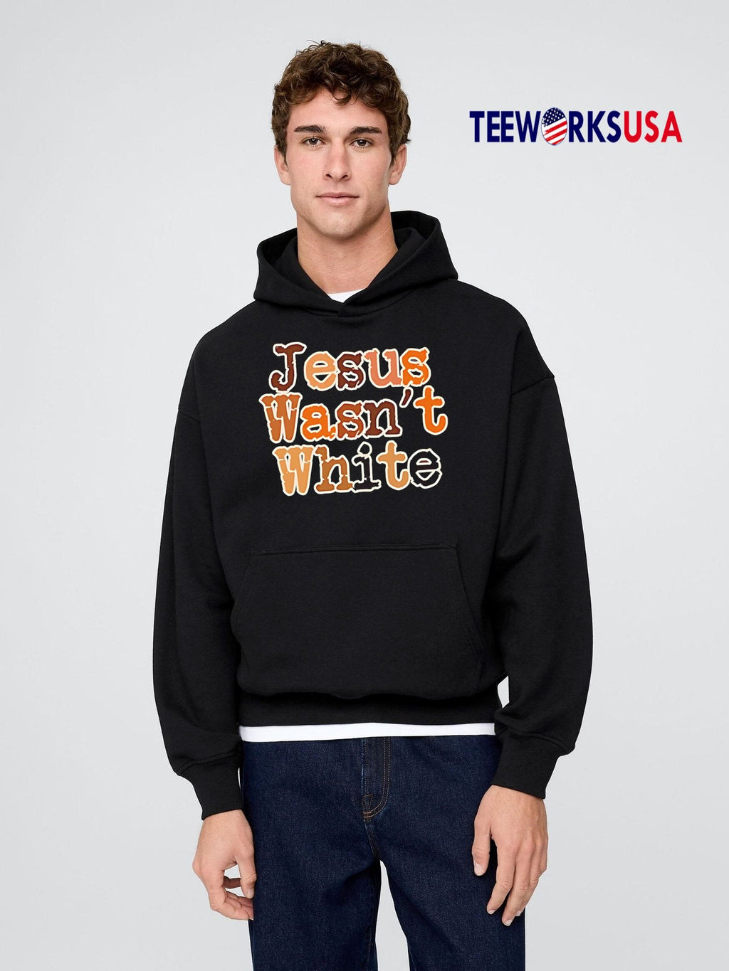 Jesus Wasn't White retro style text - Adult & Kids T-Shirts, Sweatshirts & Hoodies apparel design preview 2