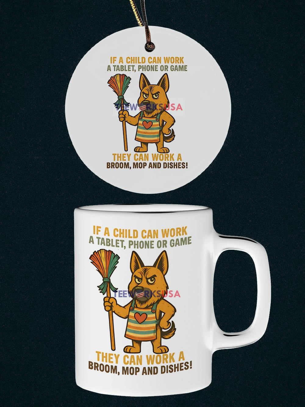 German Shepherd if a child can work tablet phone or - Adult & Kids T-Shirts, Sweatshirts & Hoodies apparel design preview 4