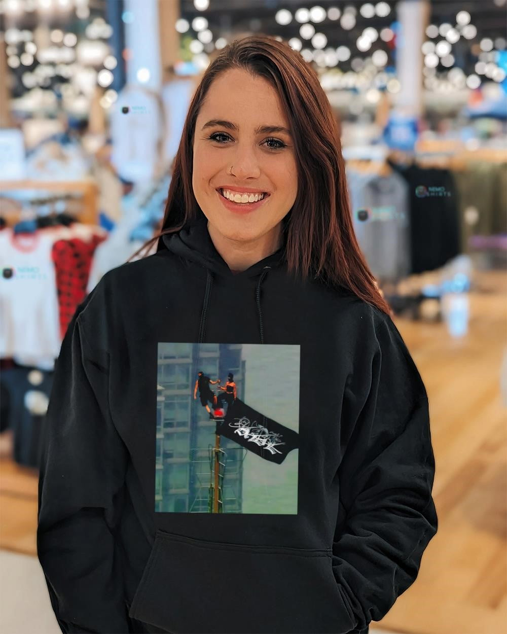 ADL Flag atop Skyscraper climbed Empire State - Adult & Kids T-Shirts, Sweatshirts & Hoodies apparel design preview 3