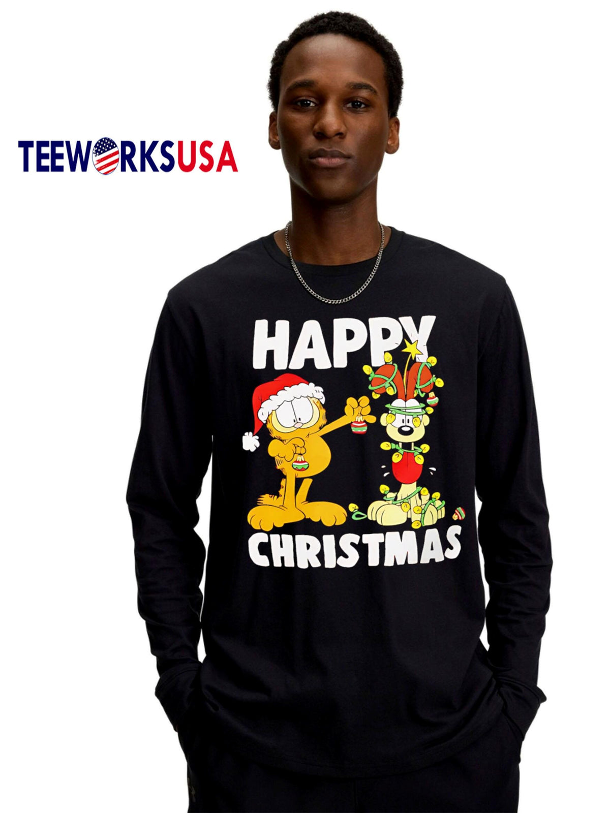 Funny The Fat Cat Odie Happy Christmas - Adult & Kids T-Shirts, Sweatshirts & Hoodies apparel design preview 4