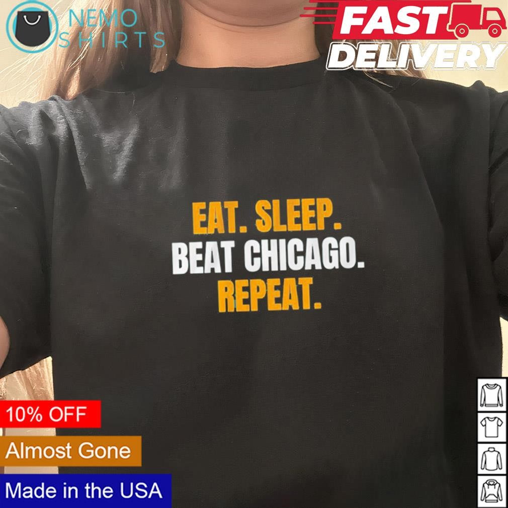 Eat sleep beat Chicago repeat Green Bay Packers - Adult & Kids T-Shirts, Sweatshirts & Hoodies apparel design preview 3