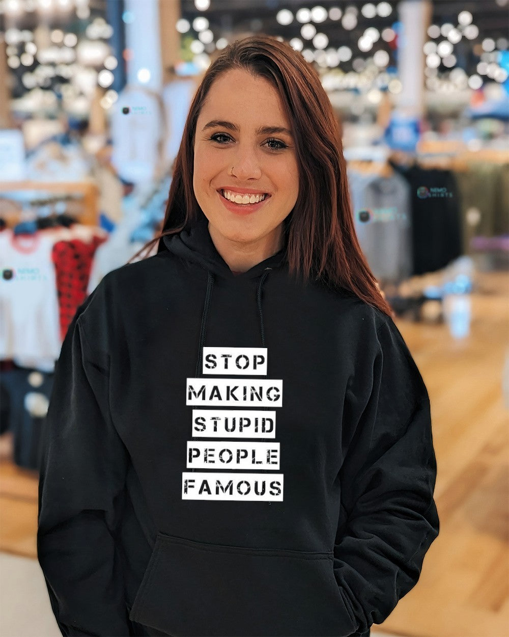 Stop making stupid people famous sweater and tank top - Adult & Kids T-Shirts, Sweatshirts & Hoodies apparel design preview 3