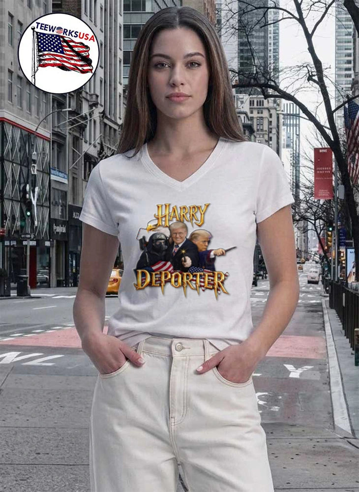Harry Deporter Donald Trump holding wand eagle - Adult & Kids T-Shirts, Sweatshirts & Hoodies apparel design preview 7