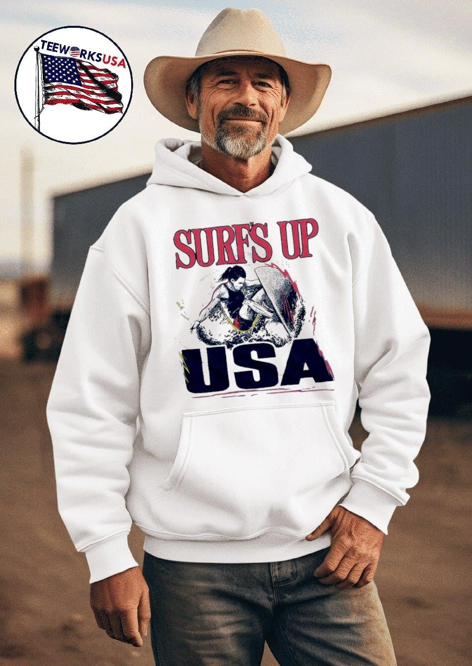 Team USA surf's up - Adult & Kids T-Shirts, Sweatshirts & Hoodies apparel design preview 2