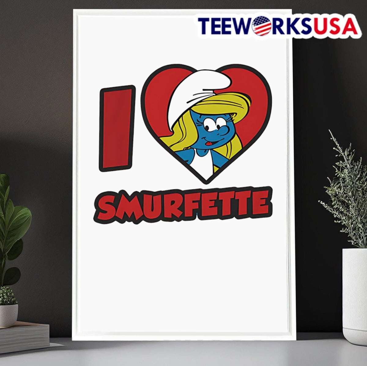I love Smurfette graphic - Adult & Kids T-Shirts, Sweatshirts & Hoodies apparel design preview 6