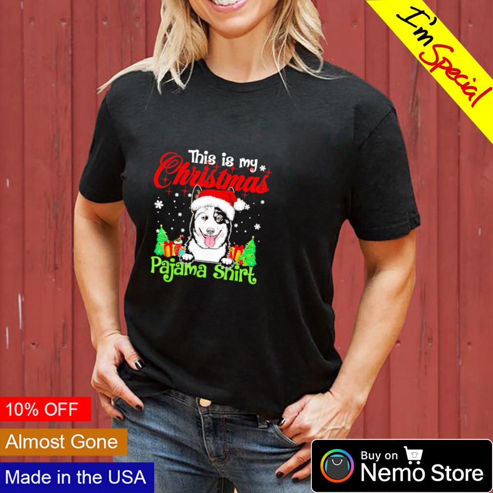 This is my Christmas pajama dog with santa hat - Adult & Kids T-Shirts, Sweatshirts & Hoodies apparel design preview 3