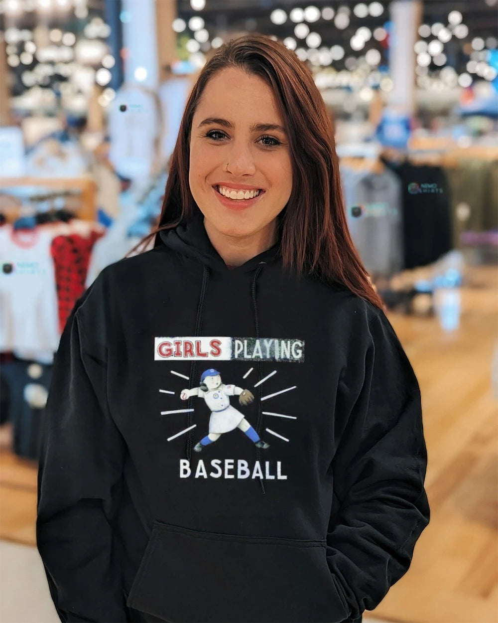 Girls Playing Baseball softball youth sports - Adult & Kids T-Shirts, Sweatshirts & Hoodies apparel design preview 3