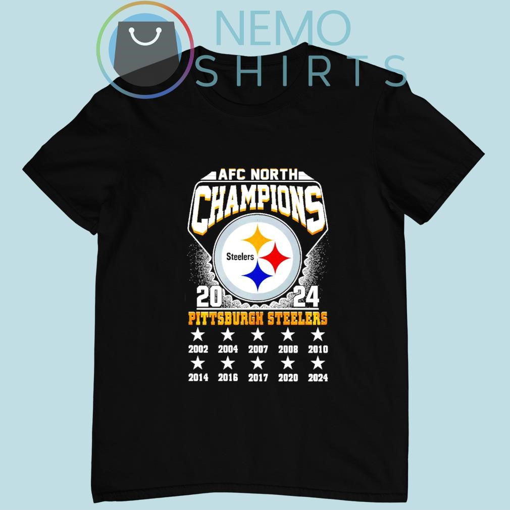 Pittsburgh Steelers 2024 AFC North champions 2002 to - Adult & Kids T-Shirts, Sweatshirts & Hoodies apparel design preview 1
