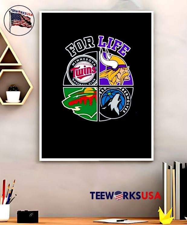 For Life Minnesota Twins Vikings Timberwolves Wild - Adult & Kids T-Shirts, Sweatshirts & Hoodies apparel design preview 5