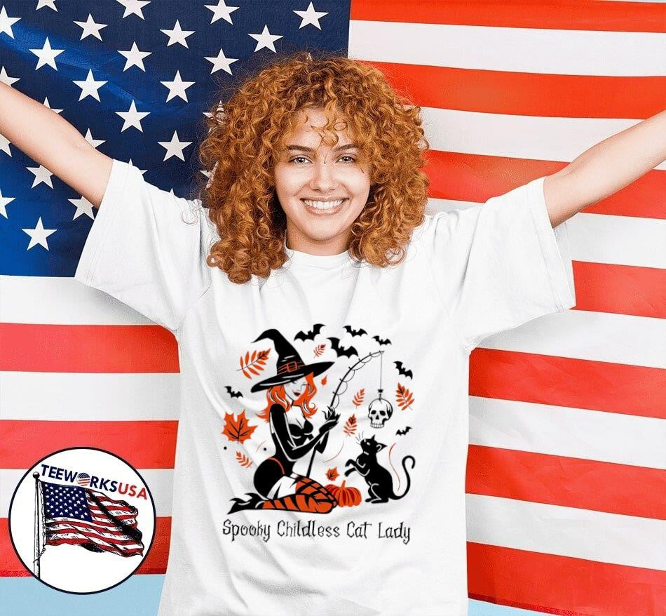 Spooky childless cat lady witch and black Halloween - Adult & Kids T-Shirts, Sweatshirts & Hoodies apparel design preview 4