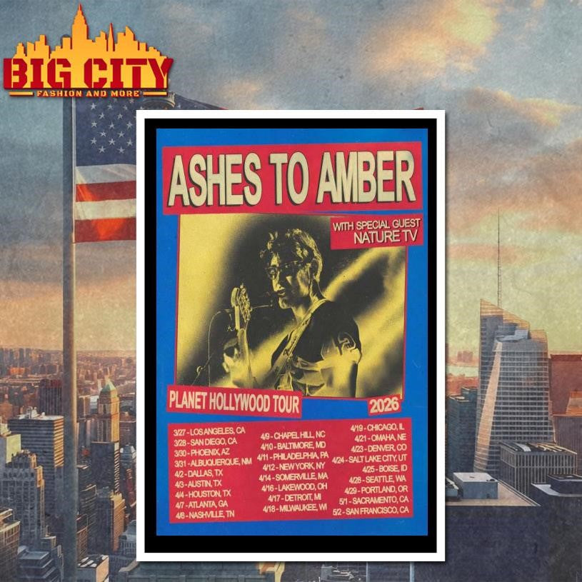 Ashes To Amber Planet Hollywood Tour 2026 Poster - Adult & Kids T-Shirts, Sweatshirts & Hoodies apparel design preview 4