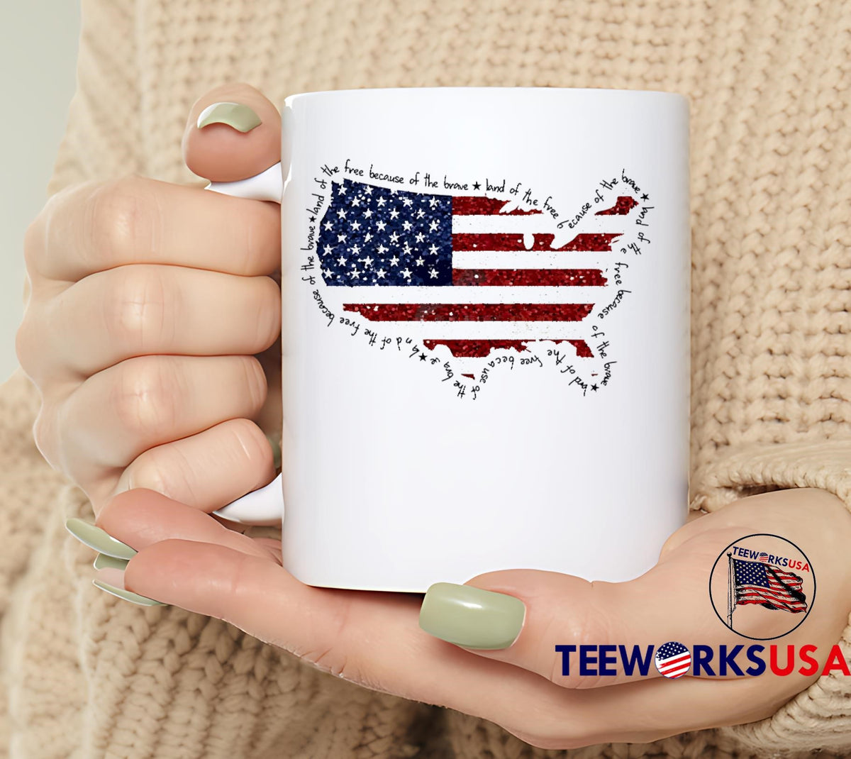Faux Sequin America Map Land Of The Free - Adult & Kids T-Shirts, Sweatshirts & Hoodies apparel design preview 6