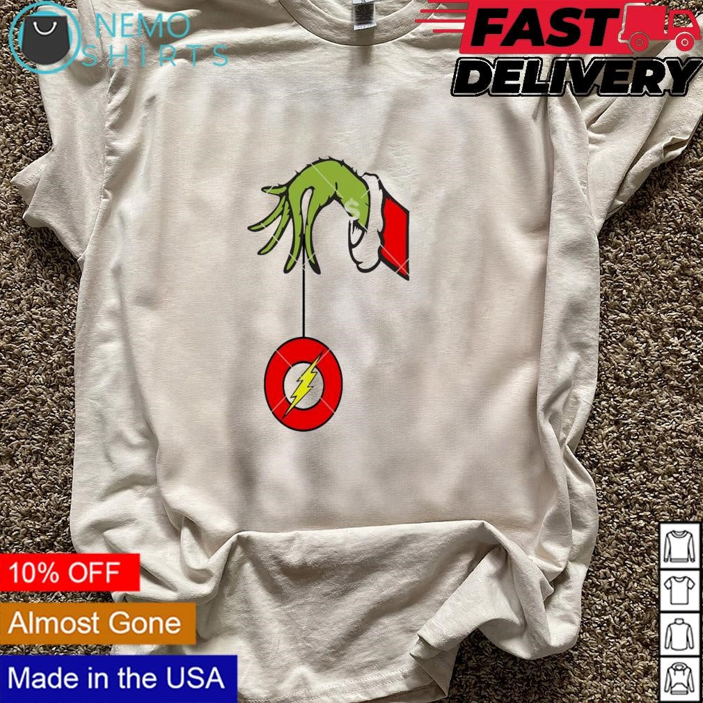 Grinch hand with the Flash ornament Christmas - Adult & Kids T-Shirts, Sweatshirts & Hoodies apparel design preview 5