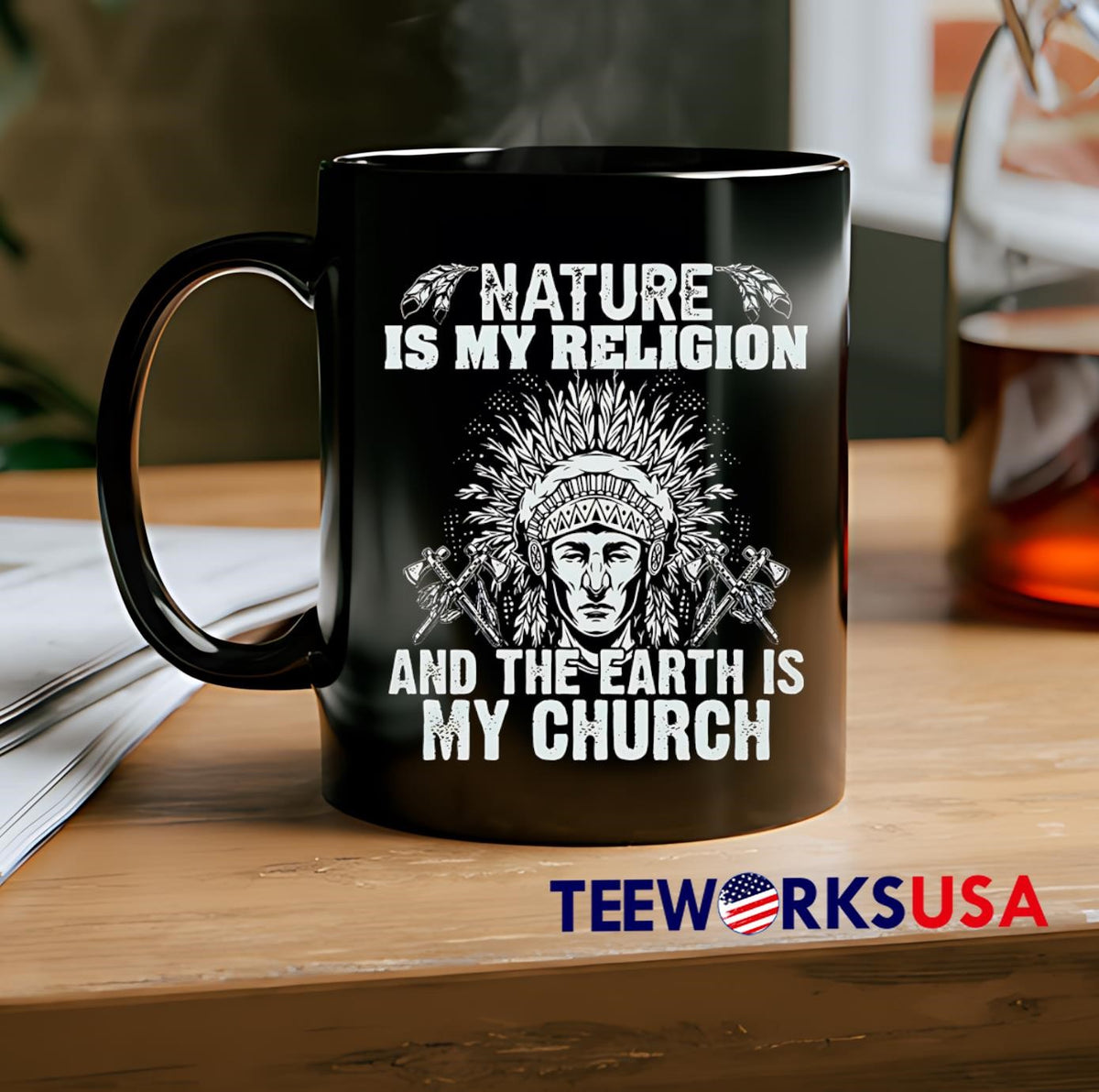Native American nature is my religion and the earth - Adult & Kids T-Shirts, Sweatshirts & Hoodies apparel design preview 2