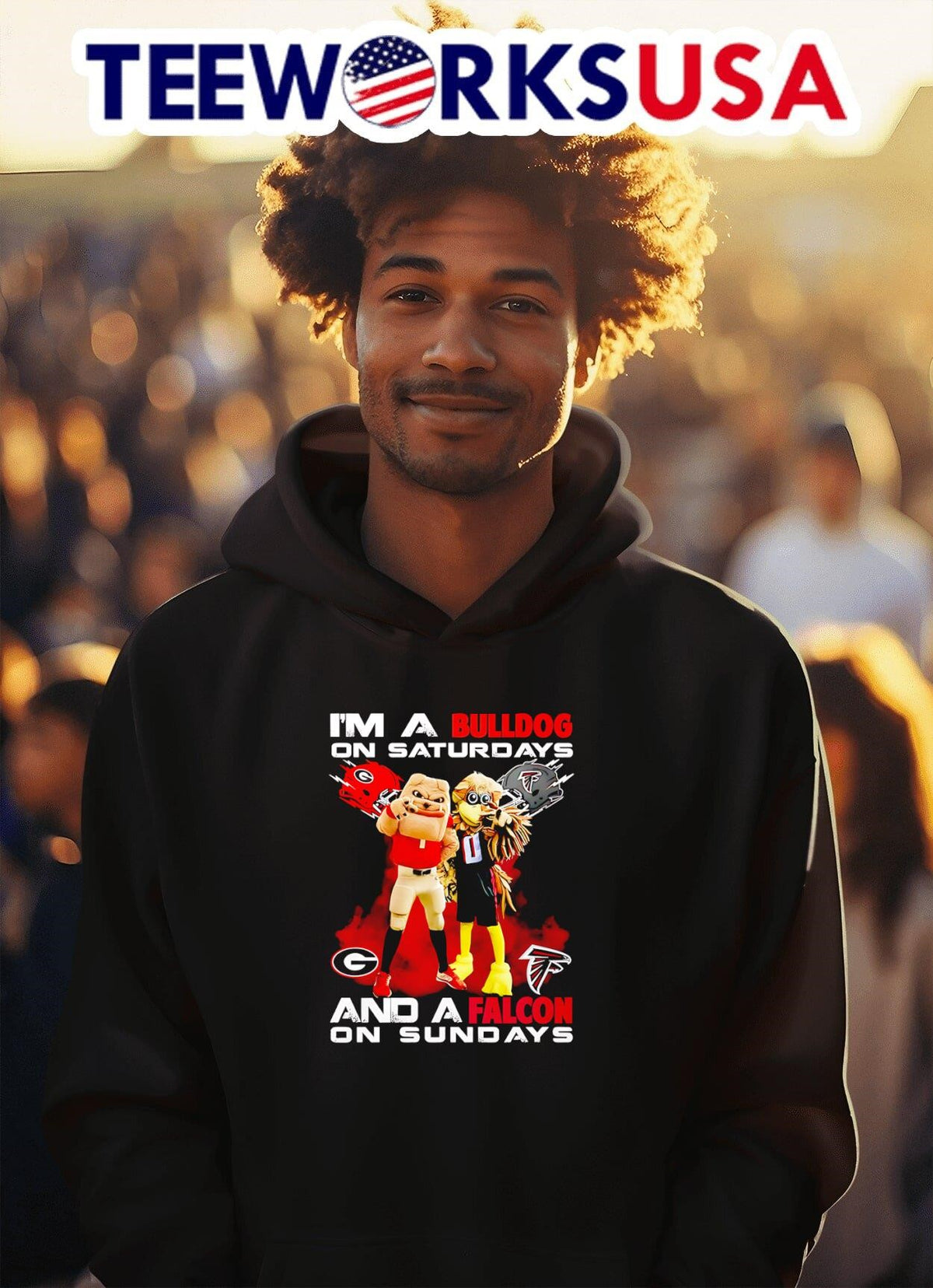 I'm a Bulldog on Saturdays and Falcon Sundays mascot - Adult & Kids T-Shirts, Sweatshirts & Hoodies apparel design preview 2