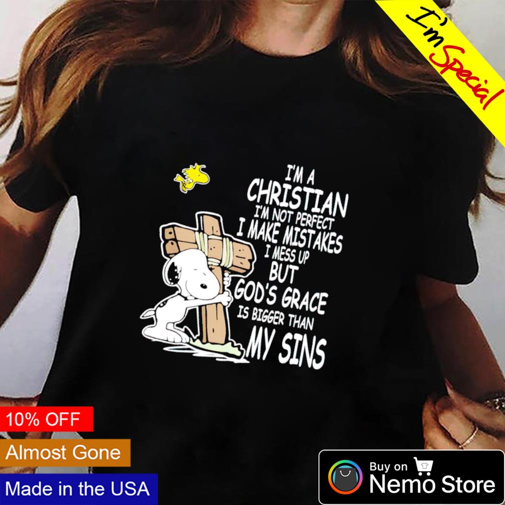 Snoopy I'm a Christian not perfect I make mistakes - Adult & Kids T-Shirts, Sweatshirts & Hoodies apparel design preview 2