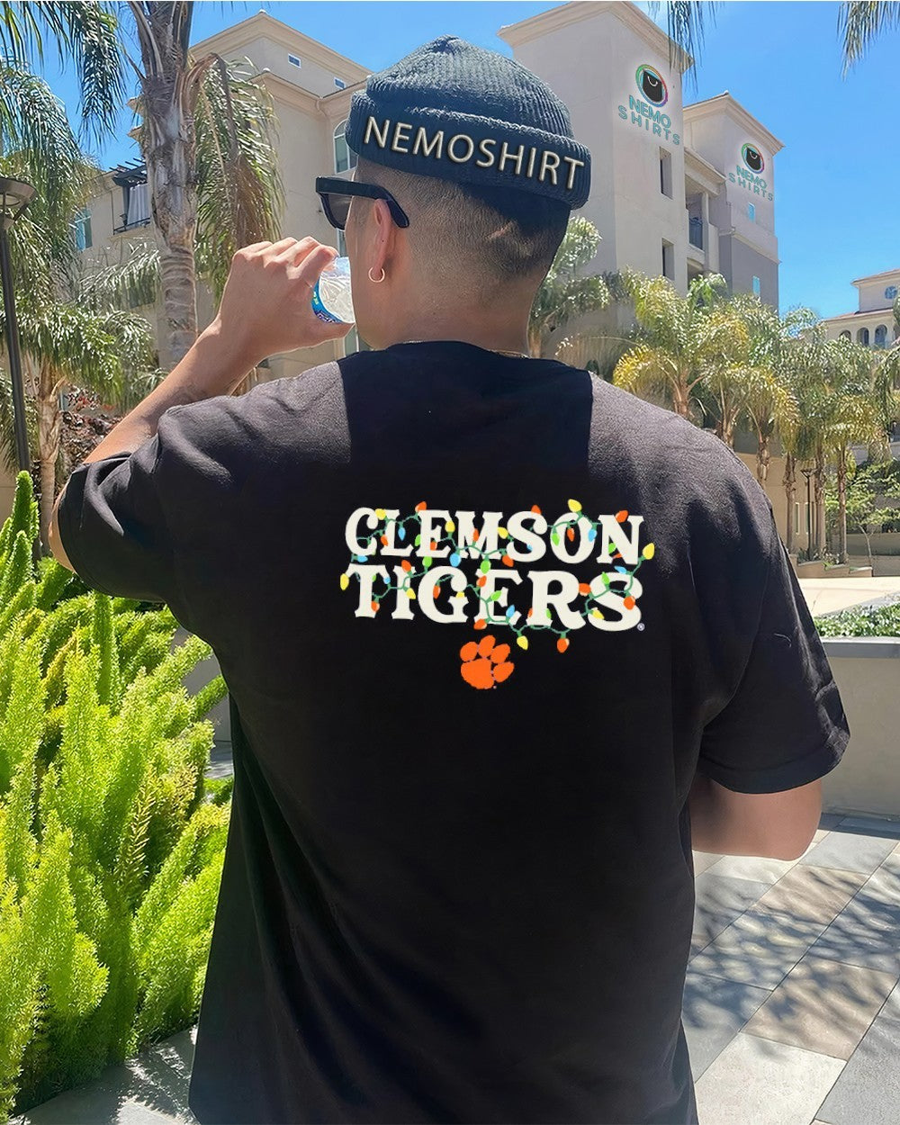 Clemson Tigers string lights Christmas - Adult & Kids T-Shirts, Sweatshirts & Hoodies apparel design preview 4