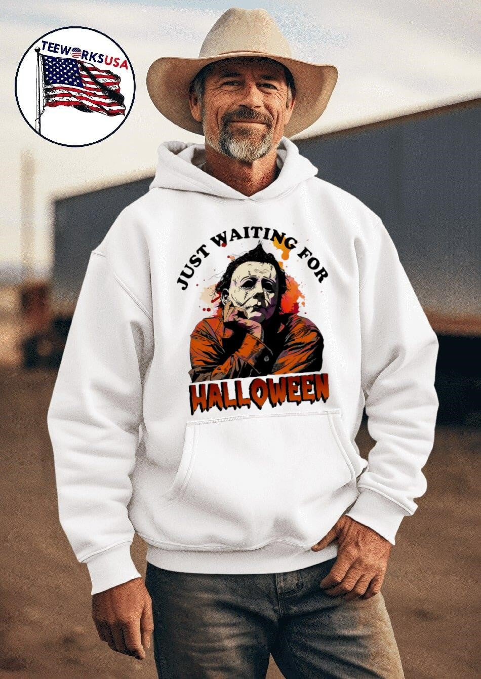 Michael Myers just waiting for Halloween - Adult & Kids T-Shirts, Sweatshirts & Hoodies apparel design preview 2